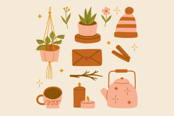 Autumn Home Cozy Elements Scandinavian Graphics and Illustrations