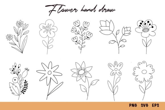 Bundle Flora Clipart Cartoon Hand Drawn Set Graphics and Illustrations