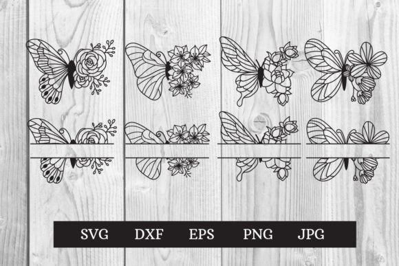 Butterfly Flowers Monogram Svg Cut File Graphics and Print Templates