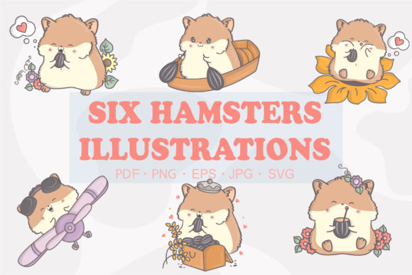 Cute Kawaii Hamster, Kawaii Character Graphics and Illustrations