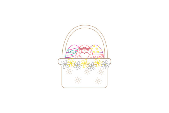 Easter Basket Flowers Color Line Graphics and Icons Review