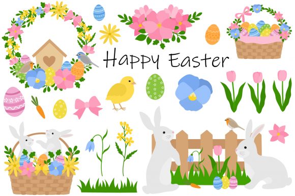 Easter Bunny. Happy Easter. Bunny Flower