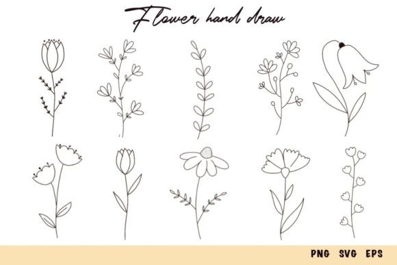 Flower Hand Draw Cartoon Doodle Graphics and Illustrations