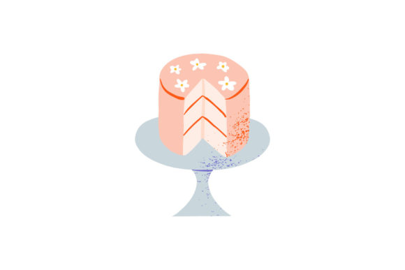 Hand Drawn Cute Wedding Birthday Cake Graphics and Illustrations