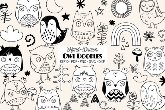 Owl Doodles Sun, Rainbow, Moon, Flower Graphics and Illustrations Review