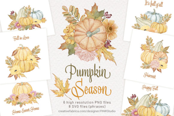Pumpkin Clipart Thanksgiving Day Bouquet Graphics and Illustrations
