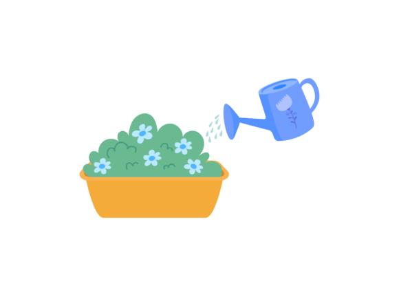 Spring Watering the Flowers-4 Graphics and Illustrations Review