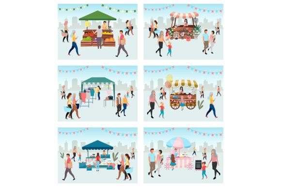 Summer Fair Flat Vector Illustration Set: Graphics and Illustrations for Crafters