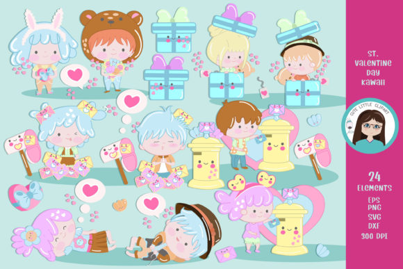 Valentine Kawaii Clipart Graphics and Illustrations Review