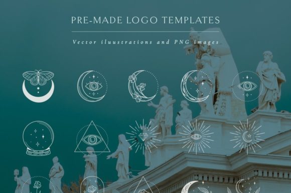 White Logo Elements Vector. Branding Kit for Graphics and Illustrations