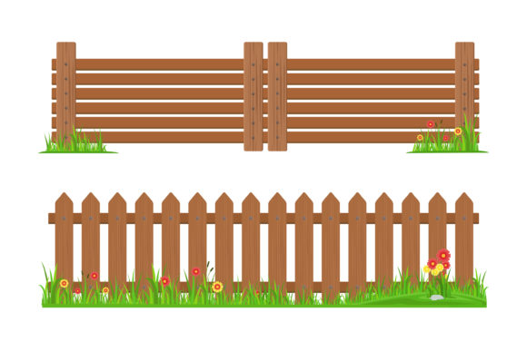 Wooden Fence and Grass Vector Design: Graphics and Illustrations Review